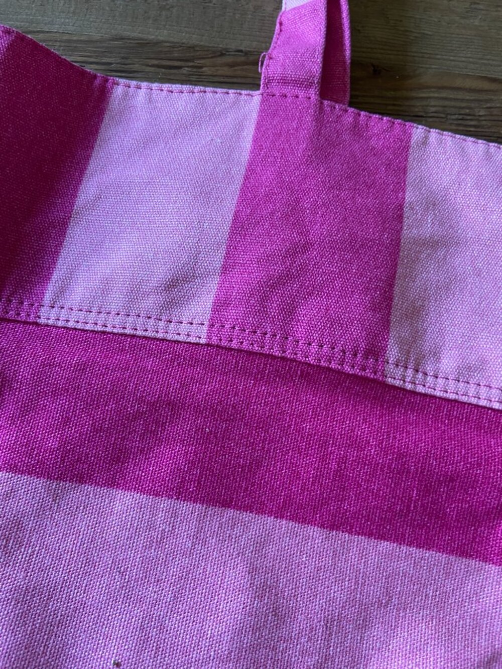 victorias secret tote bag, pink striped tote bag, oversized canvas beach tote, l - Picture 5 of 8